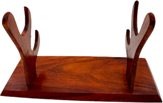 Kukri Knife Display Wooden Stand 10 IN Long Two Tier Solid Wooden Stand, Kukri Fit Around 12-15 Inch, Real Nepaloden Sword Kukri Knife Display Wooden Stand Handmade In Nepal