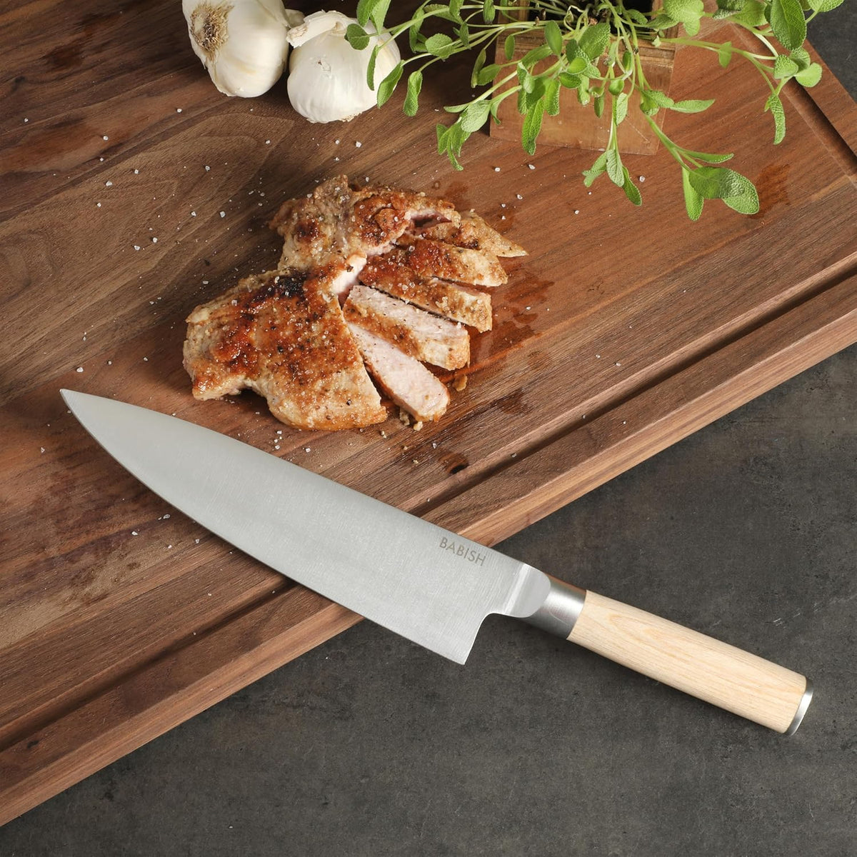 8-Inch Chef Knife – High-Carbon 1.4116 German Steel Kitchen Knife with Light Pakka Wood Handle, Full-Tang Razor Sharp Chef’s Blade for Chopping, Slicing, Dicing & Everyday Prep