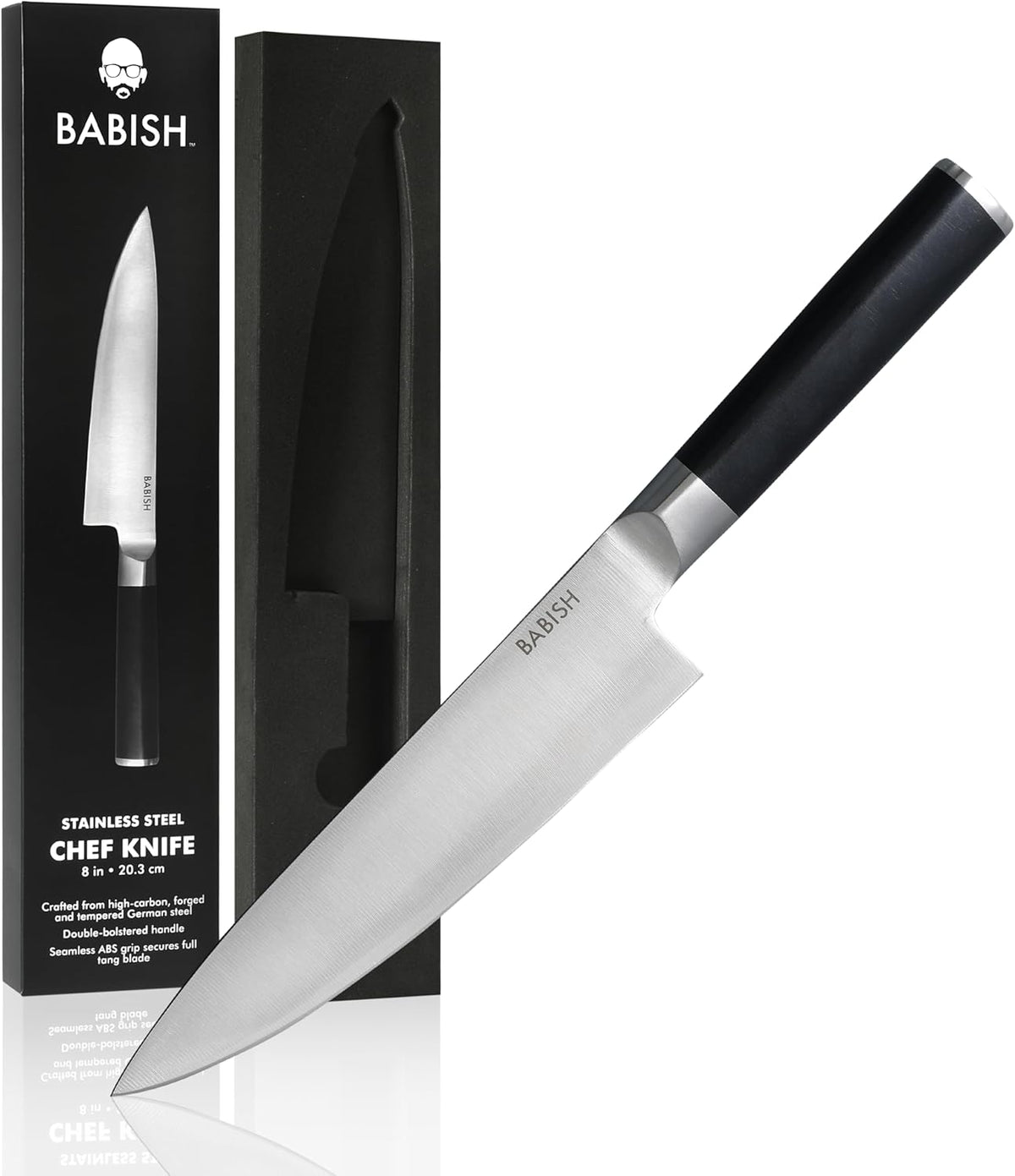 8-Inch Chef Knife – High-Carbon 1.4116 German Steel Kitchen Knife with Light Pakka Wood Handle, Full-Tang Razor Sharp Chef’s Blade for Chopping, Slicing, Dicing & Everyday Prep
