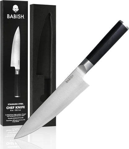 8-Inch Chef Knife – High-Carbon 1.4116 German Steel Kitchen Knife with Light Pakka Wood Handle, Full-Tang Razor Sharp Chef’s Blade for Chopping, Slicing, Dicing & Everyday Prep