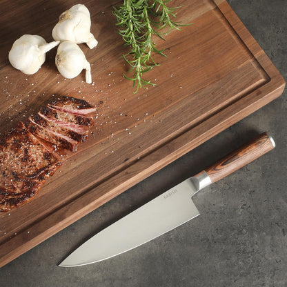 8-Inch Chef Knife – High-Carbon 1.4116 German Steel Kitchen Knife with Light Pakka Wood Handle, Full-Tang Razor Sharp Chef’s Blade for Chopping, Slicing, Dicing & Everyday Prep