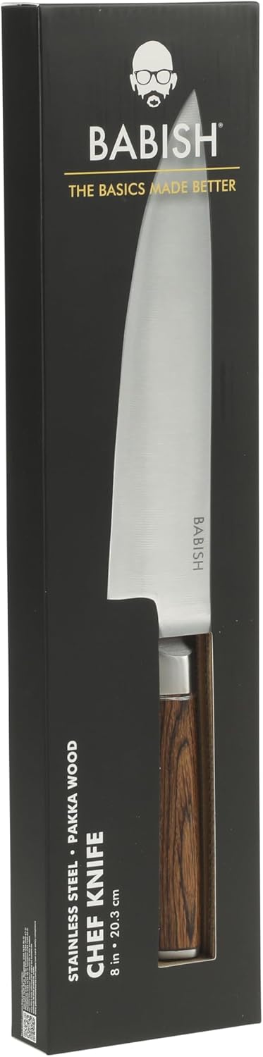 8-Inch Chef Knife – High-Carbon 1.4116 German Steel Kitchen Knife with Light Pakka Wood Handle, Full-Tang Razor Sharp Chef’s Blade for Chopping, Slicing, Dicing & Everyday Prep