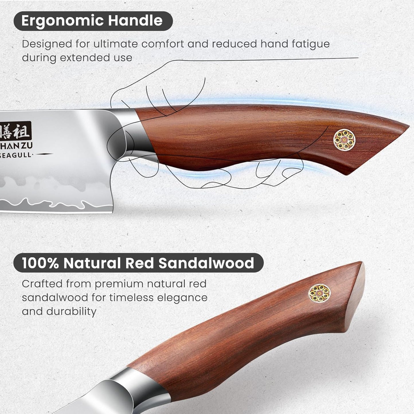 Chef Knife 8 Inch, American S35VN Powder Steel Sharp Kitchen Knife, Professional Cooking Knife with Ergonomic Red Sandalwood Handle, Meat Cutting Gyuto Knife, Gifts for Women & Men