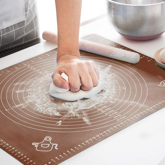 Silicone Baking Mat, Extra Thick Large Non Stick Pastry Mat Sheet for Dough Pie Crust Rolling Mats (Brown, M-16''(W)*20''(L))