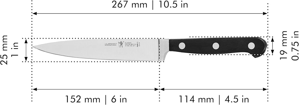 Classic Razor-Sharp 6-inch Chef Knife, German Engineered Informed by 100+ Years of Mastery