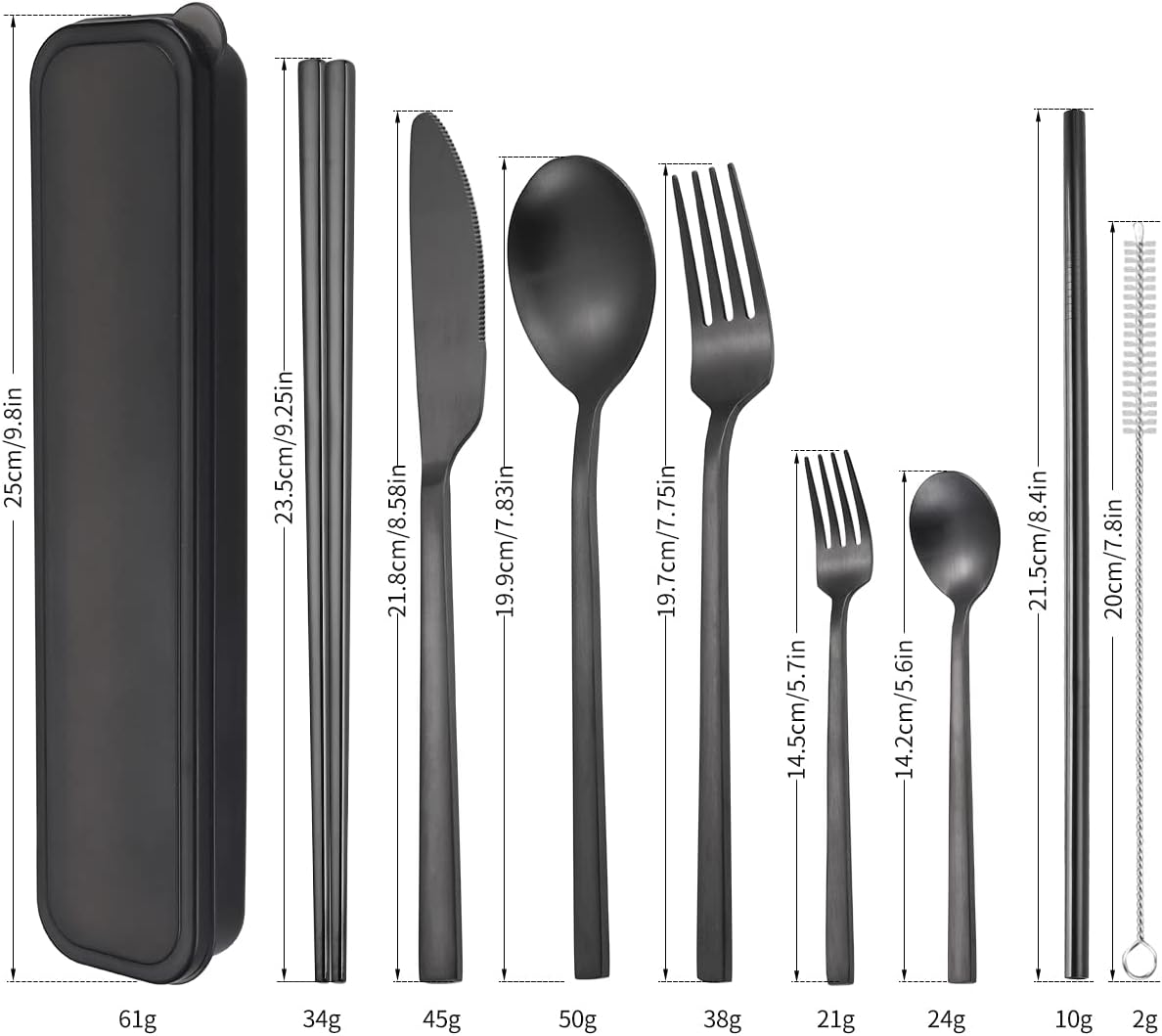 6 Pieces 18/8 Stainless Steel Flatware Set Portable Reusable Cutlery Set Travel Utensils Set Including Chopsticks Knife Fork Spoon Straws Cleaning Brush Dishwasher Safe (Rose Gold)