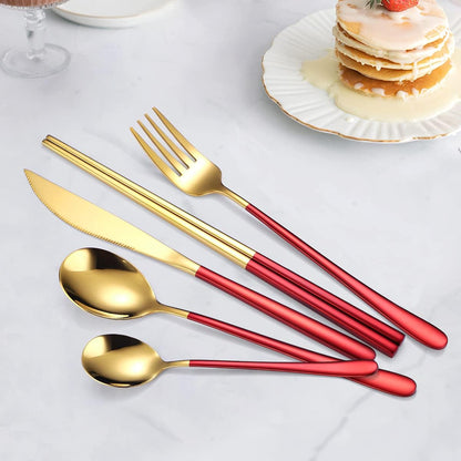 6 Pieces 18/8 Stainless Steel Flatware Set Portable Reusable Cutlery Set Travel Utensils Set Including Chopsticks Knife Fork Spoon Straws Cleaning Brush Dishwasher Safe (Rose Gold)