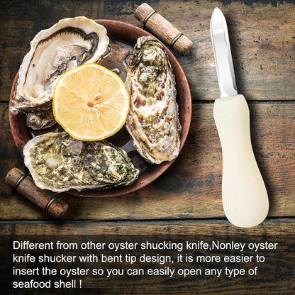 Oyster Shucking Knife, 2 Pack Oyster Knife Shucker Set with Professional Grade Cut Resistant Gloves, Stainless Steel Seafood Opener Tools
