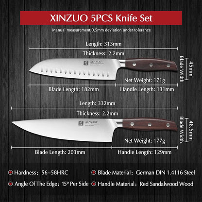 Meat Cleaver Knife, 7 Inches German Stainless Steel Chef Cleaver Knife,Vegetable Meat Cleaver,Multifunction Chopper Butcher Knife,Chinese Chef Knife, Ultra Sharp, Red Sandalwood Handle