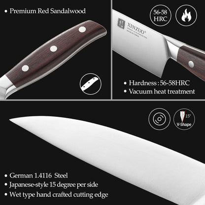 Meat Cleaver Knife, 7 Inches German Stainless Steel Chef Cleaver Knife,Vegetable Meat Cleaver,Multifunction Chopper Butcher Knife,Chinese Chef Knife, Ultra Sharp, Red Sandalwood Handle