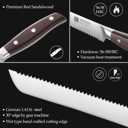 Meat Cleaver Knife, 7 Inches German Stainless Steel Chef Cleaver Knife,Vegetable Meat Cleaver,Multifunction Chopper Butcher Knife,Chinese Chef Knife, Ultra Sharp, Red Sandalwood Handle