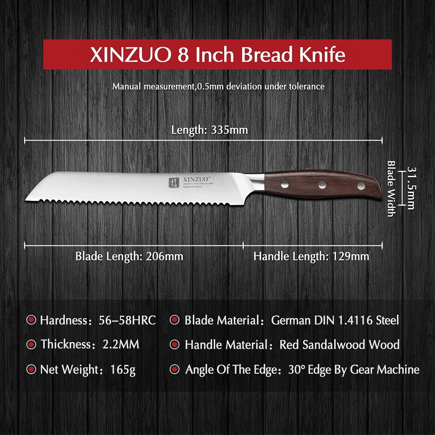 Meat Cleaver Knife, 7 Inches German Stainless Steel Chef Cleaver Knife,Vegetable Meat Cleaver,Multifunction Chopper Butcher Knife,Chinese Chef Knife, Ultra Sharp, Red Sandalwood Handle