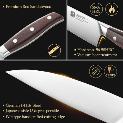 Meat Cleaver Knife, 7 Inches German Stainless Steel Chef Cleaver Knife,Vegetable Meat Cleaver,Multifunction Chopper Butcher Knife,Chinese Chef Knife, Ultra Sharp, Red Sandalwood Handle
