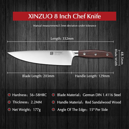 Meat Cleaver Knife, 7 Inches German Stainless Steel Chef Cleaver Knife,Vegetable Meat Cleaver,Multifunction Chopper Butcher Knife,Chinese Chef Knife, Ultra Sharp, Red Sandalwood Handle