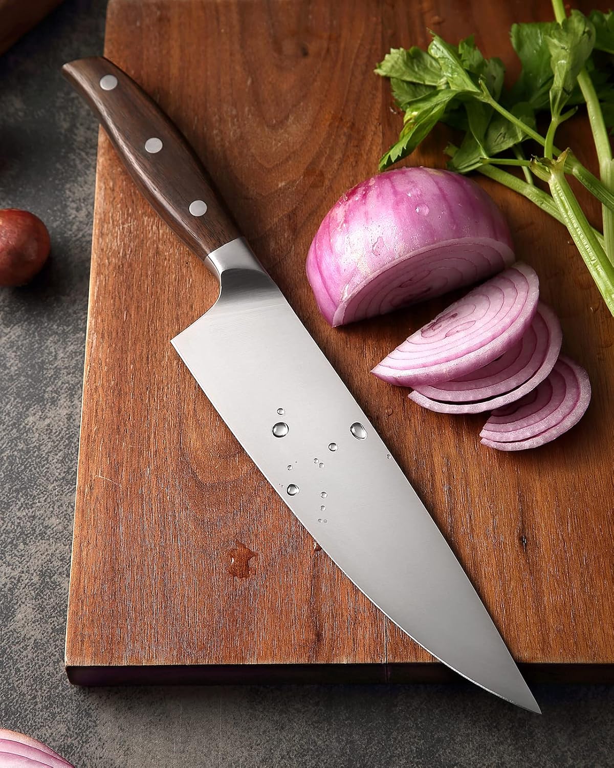 Meat Cleaver Knife, 7 Inches German Stainless Steel Chef Cleaver Knife,Vegetable Meat Cleaver,Multifunction Chopper Butcher Knife,Chinese Chef Knife, Ultra Sharp, Red Sandalwood Handle