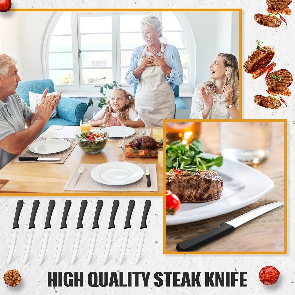 150 Pcs 8.39 Inch Steak Knife Sets Stainless Steel Serrated Edge