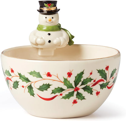 Serveware, Hosting The Holidays Cheese Plate & Knife Set, Service for 1, Ivory Porcelain, Dishwasher Safe, 6.75 Inch Diameter, Christmas Decorations, Christmas Decor (White/Green/Red, 2 Pieces)