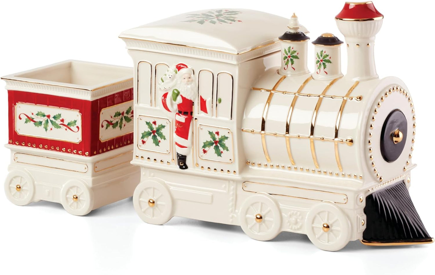 Serveware, Hosting The Holidays Cheese Plate & Knife Set, Service for 1, Ivory Porcelain, Dishwasher Safe, 6.75 Inch Diameter, Christmas Decorations, Christmas Decor (White/Green/Red, 2 Pieces)