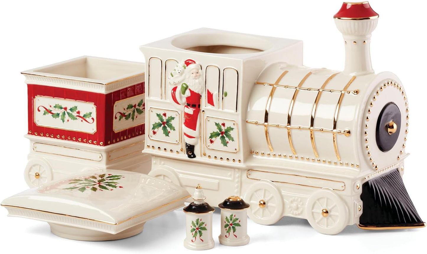 Serveware, Hosting The Holidays Cheese Plate & Knife Set, Service for 1, Ivory Porcelain, Dishwasher Safe, 6.75 Inch Diameter, Christmas Decorations, Christmas Decor (White/Green/Red, 2 Pieces)