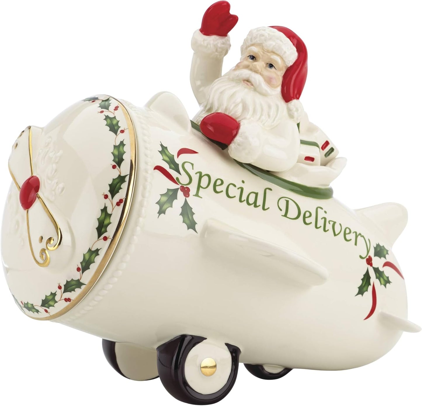 Serveware, Hosting The Holidays Cheese Plate & Knife Set, Service for 1, Ivory Porcelain, Dishwasher Safe, 6.75 Inch Diameter, Christmas Decorations, Christmas Decor (White/Green/Red, 2 Pieces)
