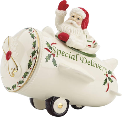 Serveware, Hosting The Holidays Cheese Plate & Knife Set, Service for 1, Ivory Porcelain, Dishwasher Safe, 6.75 Inch Diameter, Christmas Decorations, Christmas Decor (White/Green/Red, 2 Pieces)