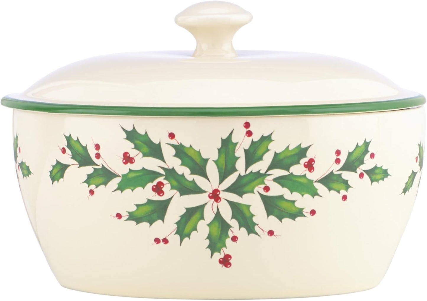 Serveware, Hosting The Holidays Cheese Plate & Knife Set, Service for 1, Ivory Porcelain, Dishwasher Safe, 6.75 Inch Diameter, Christmas Decorations, Christmas Decor (White/Green/Red, 2 Pieces)