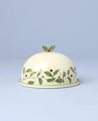 Serveware, Hosting The Holidays Cheese Plate & Knife Set, Service for 1, Ivory Porcelain, Dishwasher Safe, 6.75 Inch Diameter, Christmas Decorations, Christmas Decor (White/Green/Red, 2 Pieces)