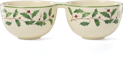 Serveware, Hosting The Holidays Cheese Plate & Knife Set, Service for 1, Ivory Porcelain, Dishwasher Safe, 6.75 Inch Diameter, Christmas Decorations, Christmas Decor (White/Green/Red, 2 Pieces)