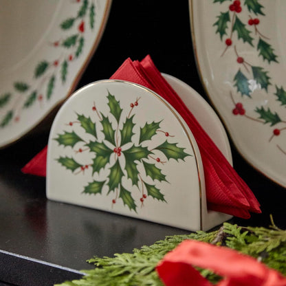 Serveware, Hosting The Holidays Cheese Plate & Knife Set, Service for 1, Ivory Porcelain, Dishwasher Safe, 6.75 Inch Diameter, Christmas Decorations, Christmas Decor (White/Green/Red, 2 Pieces)