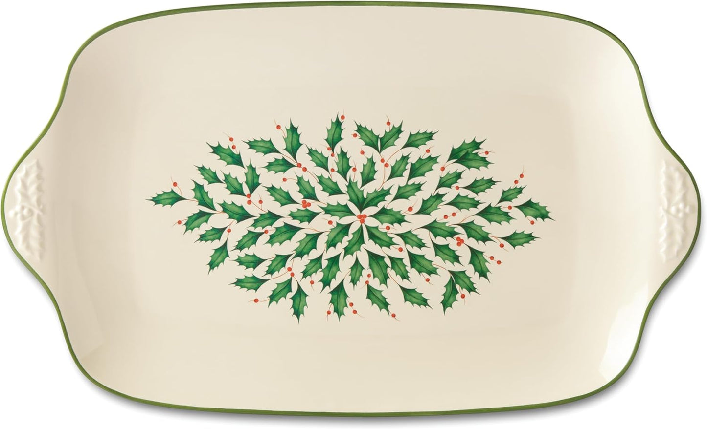 Serveware, Hosting The Holidays Cheese Plate & Knife Set, Service for 1, Ivory Porcelain, Dishwasher Safe, 6.75 Inch Diameter, Christmas Decorations, Christmas Decor (White/Green/Red, 2 Pieces)