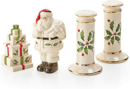 Serveware, Hosting The Holidays Cheese Plate & Knife Set, Service for 1, Ivory Porcelain, Dishwasher Safe, 6.75 Inch Diameter, Christmas Decorations, Christmas Decor (White/Green/Red, 2 Pieces)