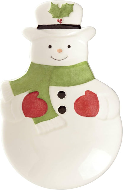 Serveware, Hosting The Holidays Cheese Plate & Knife Set, Service for 1, Ivory Porcelain, Dishwasher Safe, 6.75 Inch Diameter, Christmas Decorations, Christmas Decor (White/Green/Red, 2 Pieces)