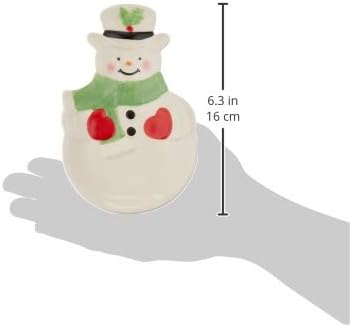 Serveware, Hosting The Holidays Cheese Plate & Knife Set, Service for 1, Ivory Porcelain, Dishwasher Safe, 6.75 Inch Diameter, Christmas Decorations, Christmas Decor (White/Green/Red, 2 Pieces)