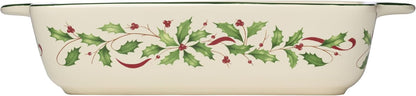 Serveware, Hosting The Holidays Cheese Plate & Knife Set, Service for 1, Ivory Porcelain, Dishwasher Safe, 6.75 Inch Diameter, Christmas Decorations, Christmas Decor (White/Green/Red, 2 Pieces)