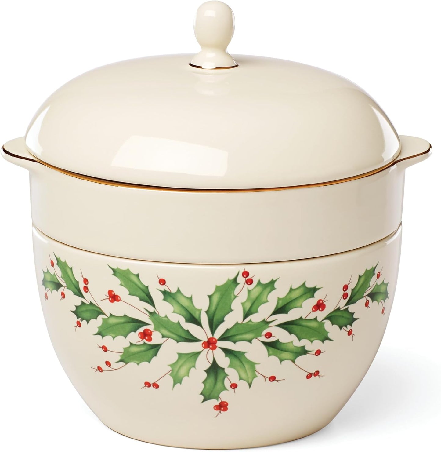Serveware, Hosting The Holidays Cheese Plate & Knife Set, Service for 1, Ivory Porcelain, Dishwasher Safe, 6.75 Inch Diameter, Christmas Decorations, Christmas Decor (White/Green/Red, 2 Pieces)