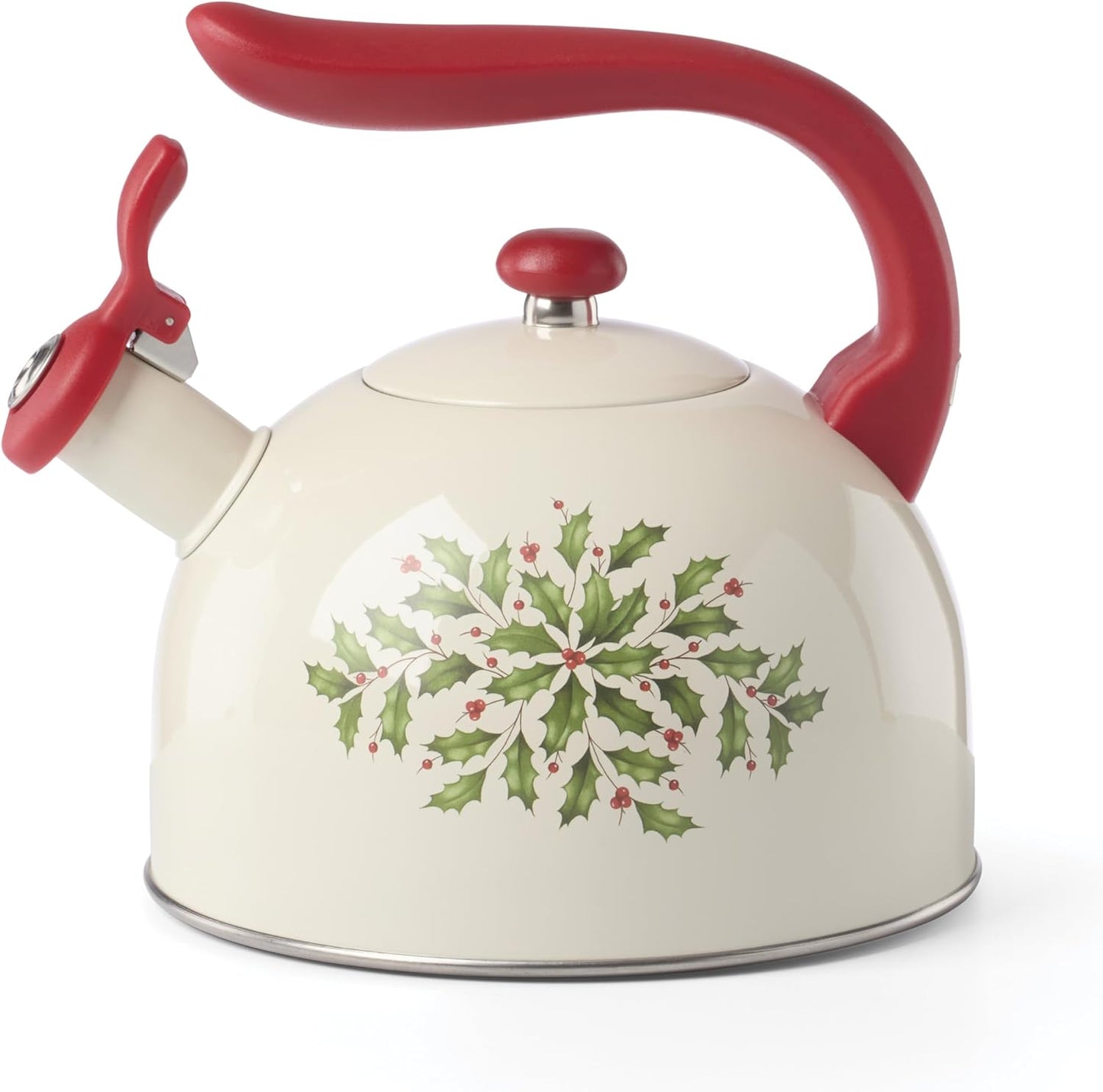 Serveware, Hosting The Holidays Cheese Plate & Knife Set, Service for 1, Ivory Porcelain, Dishwasher Safe, 6.75 Inch Diameter, Christmas Decorations, Christmas Decor (White/Green/Red, 2 Pieces)