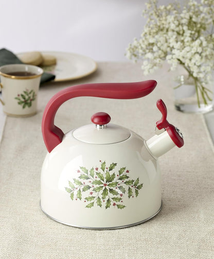Serveware, Hosting The Holidays Cheese Plate & Knife Set, Service for 1, Ivory Porcelain, Dishwasher Safe, 6.75 Inch Diameter, Christmas Decorations, Christmas Decor (White/Green/Red, 2 Pieces)