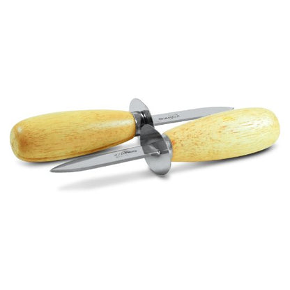 6-Inch Oyster Knife, Oyster Shucker, Clam Knife, Stainless Steel, w/Sheath Hand-Guard, Wooden Handle, Set of 2