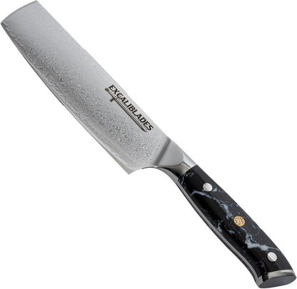 6.5” Nakiri Knife – VG10 Damascus Steel Vegetable Knife, Razor Sharp Japanese Style Kitchen Knife with Ergonomic G10 Handle, Sheath & Luxury Gift Box Included
