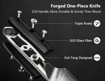 Damascus Knife Set, Japanese Super Steel 3 PCS Damascus High Carbon Professional Ultra-Sharp Kitchen Chef Knife Set with G10 Handle Gift Box | Damascus High Carbon Professional Ultra-Sharp Kitchen Chef Knife Set with G10 Handle Gift Box