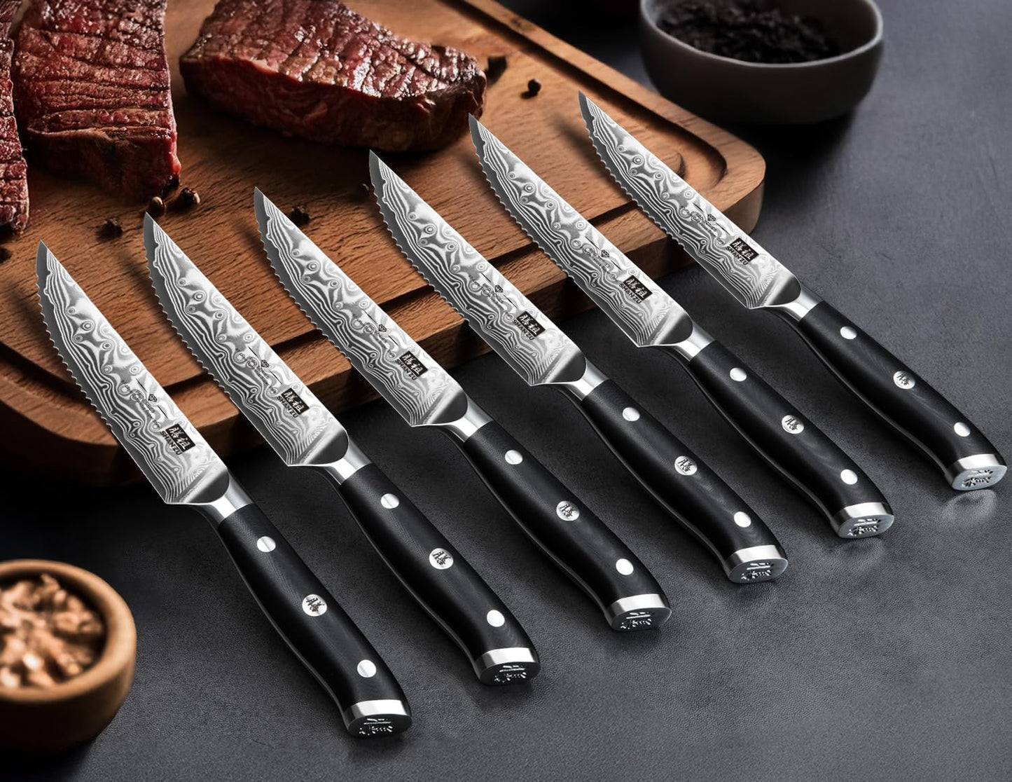 Damascus Knife Set, Japanese Super Steel 3 PCS Damascus High Carbon Professional Ultra-Sharp Kitchen Chef Knife Set with G10 Handle Gift Box | Damascus High Carbon Professional Ultra-Sharp Kitchen Chef Knife Set with G10 Handle Gift Box