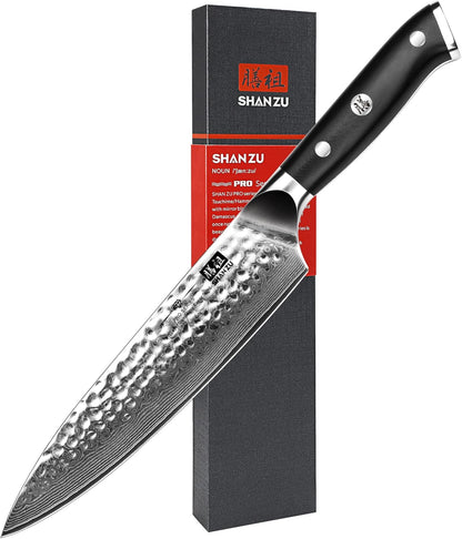 Damascus Knife Set, Japanese Super Steel 3 PCS Damascus High Carbon Professional Ultra-Sharp Kitchen Chef Knife Set with G10 Handle Gift Box | Damascus High Carbon Professional Ultra-Sharp Kitchen Chef Knife Set with G10 Handle Gift Box