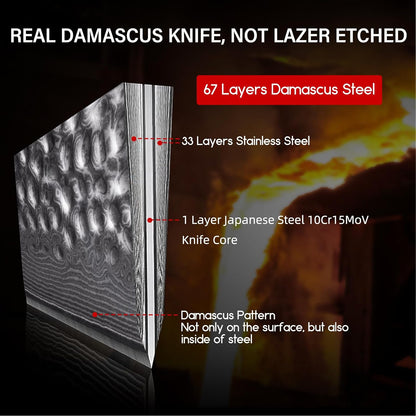 Damascus Knife Set, Japanese Super Steel 3 PCS Damascus High Carbon Professional Ultra-Sharp Kitchen Chef Knife Set with G10 Handle Gift Box | Damascus High Carbon Professional Ultra-Sharp Kitchen Chef Knife Set with G10 Handle Gift Box