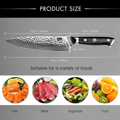 Damascus Knife Set, Japanese Super Steel 3 PCS Damascus High Carbon Professional Ultra-Sharp Kitchen Chef Knife Set with G10 Handle Gift Box | Damascus High Carbon Professional Ultra-Sharp Kitchen Chef Knife Set with G10 Handle Gift Box