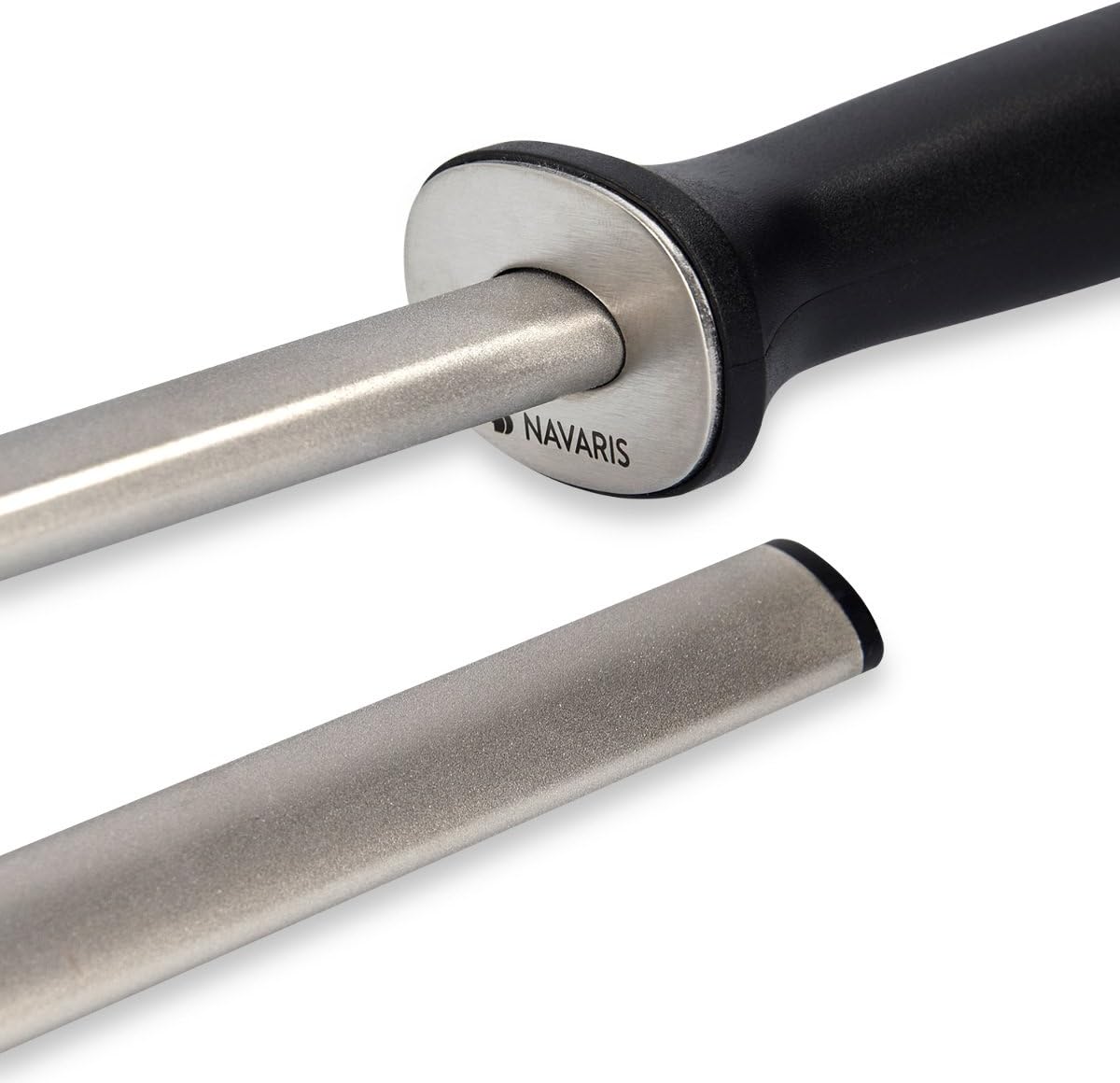 Diamond Sharpening Steel - 12" (31cm) Oval Knife Rod Sharpener for Honing Kitchen Knives - Lightweight and Durable for Home or Pro Use