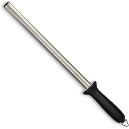 Diamond Sharpening Steel - 12" (31cm) Oval Knife Rod Sharpener for Honing Kitchen Knives - Lightweight and Durable for Home or Pro Use