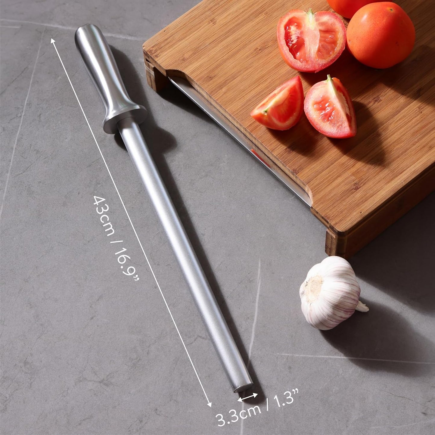 Diamond Sharpening Steel - 12" (31cm) Oval Knife Rod Sharpener for Honing Kitchen Knives - Lightweight and Durable for Home or Pro Use