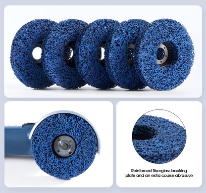 Stripping Discs 4-1/2" x 7/8" Rust Remover Wheel Remove Paint 5PCS Bule Strip Discs Oxidation Poly Strip Wheel Disc Abrasive Angle Grinding Wheel