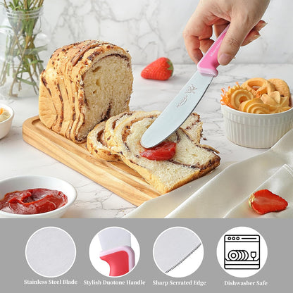 2PCS Butter Knife Spreader, 4.7 Inch Stainless Steel Sandwich Butter Spreader Knife for Food with Serrated Edge , Great for Butter, Cheese, Sandwhich Peanut, Jam, Dishwasher Safe (Stylish Pattern)
