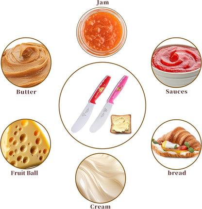 2PCS Butter Knife Spreader, 4.7 Inch Stainless Steel Sandwich Butter Spreader Knife for Food with Serrated Edge , Great for Butter, Cheese, Sandwhich Peanut, Jam, Dishwasher Safe (Stylish Pattern)